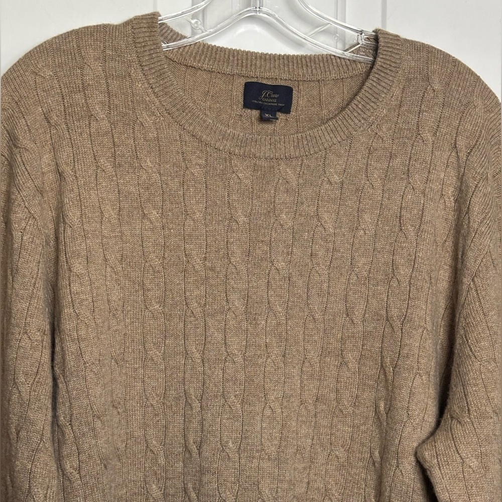GC JCREW  Men’s Cable Knit Cashmere pullover sweater in Camel size XL - Picture 2 of 9